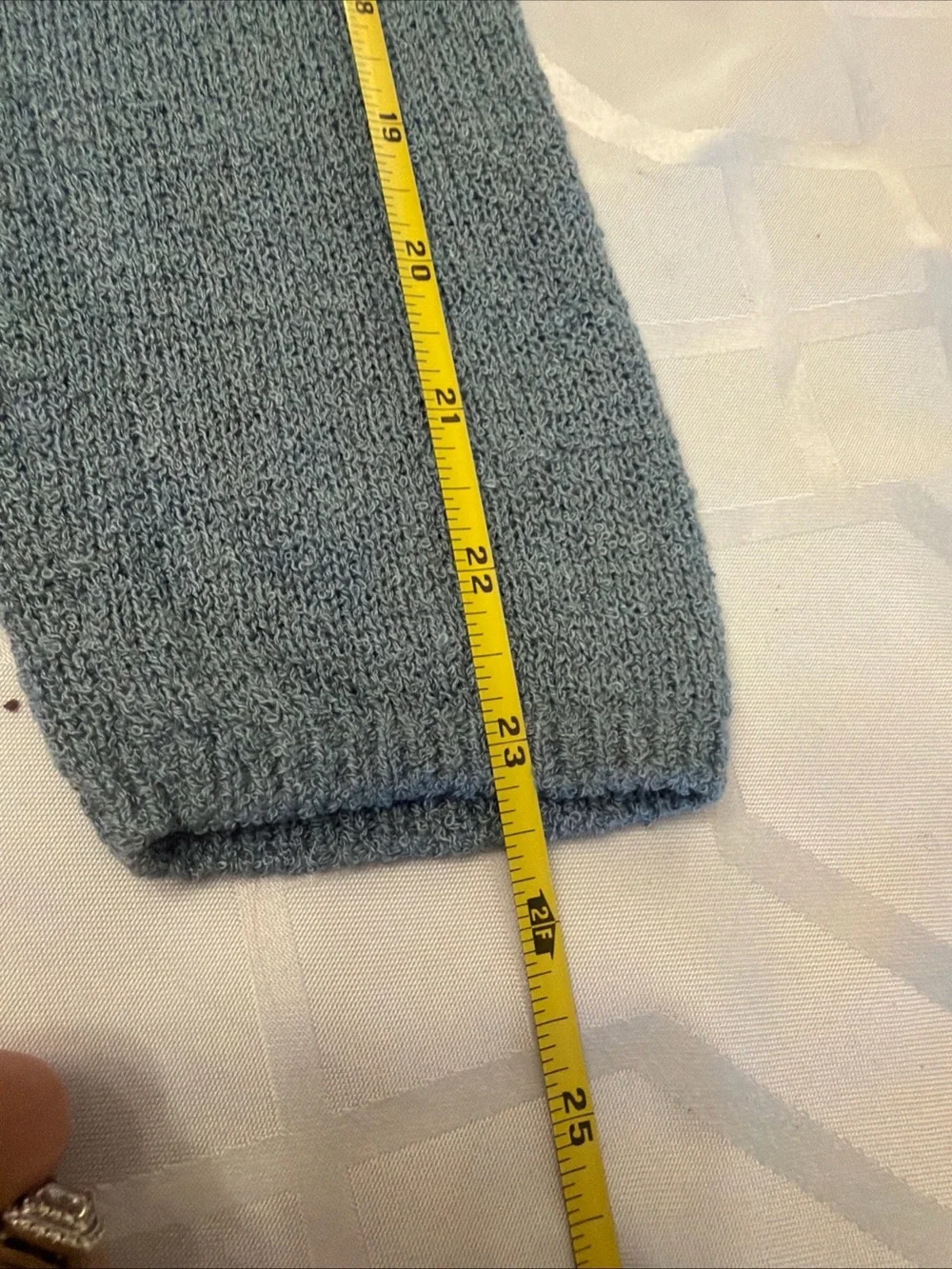 Open-Front Blue Knit Women's Sweater Cardigan